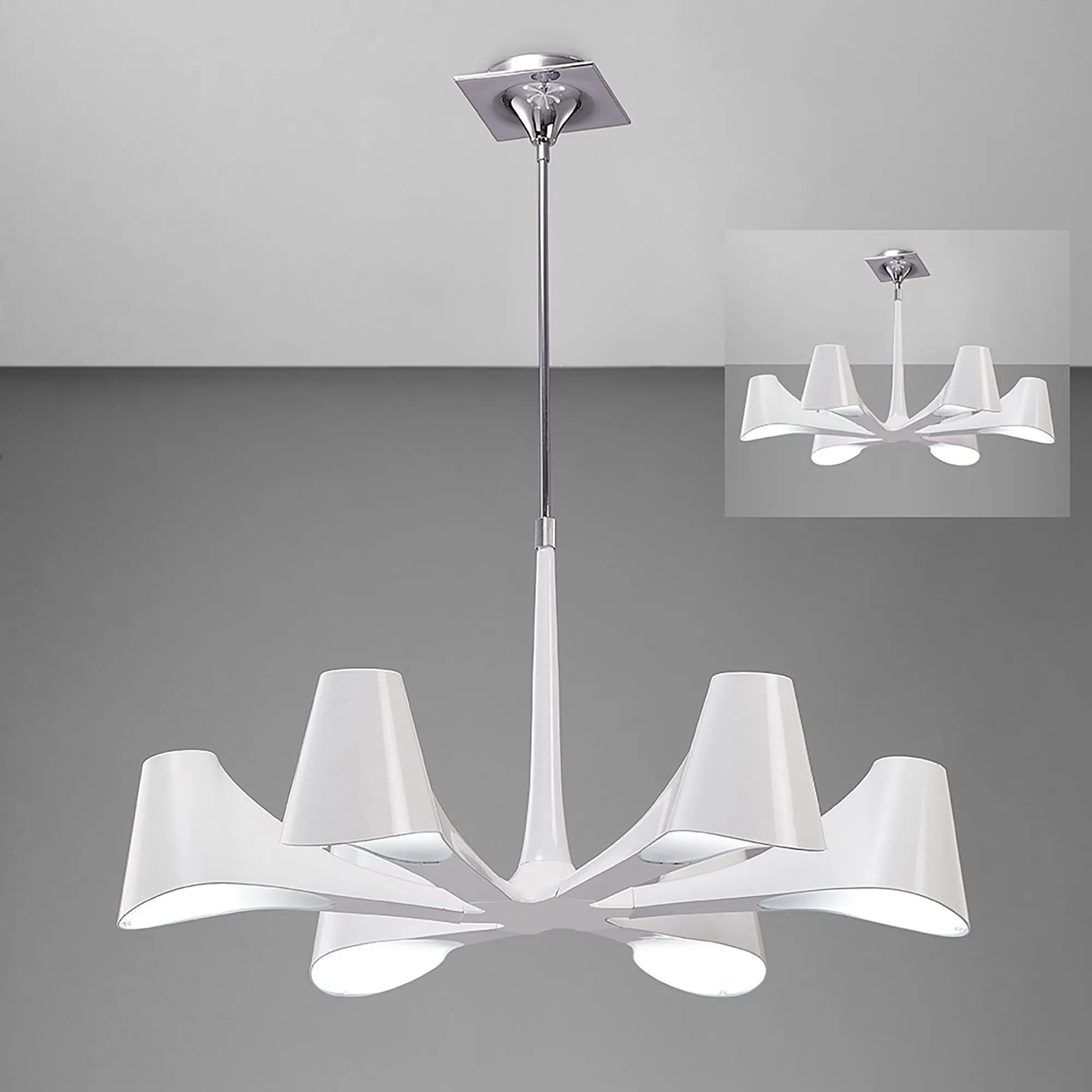 Ora Gloss White Ceiling Lights Mantra Multi Arm Fittings